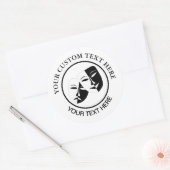 シアターマスクコメディ悲劇白黒カスタム2 ラウンドシール (封筒)