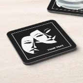 シアターマスクコメディ悲劇白黒カスタム コースター (左側)