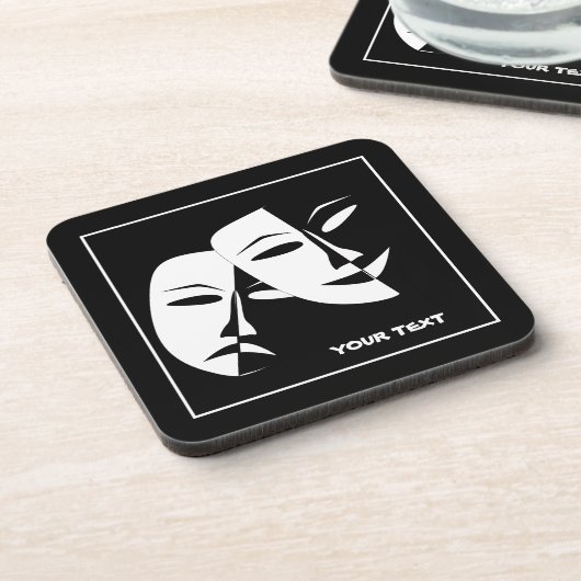 シアターマスクコメディ悲劇白黒カスタム コースター (左側)