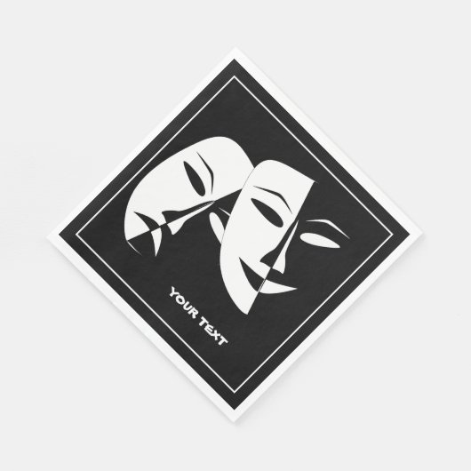 シアターマスクコメディ悲劇白黒カスタム スタンダードランチョンナプキン (角)