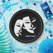 シアターマスクコメディ悲劇白黒カスタム ペーパープレート (パーティー)