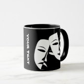 シアターマスクコメディ悲劇白黒カスタム マグカップ (正面右)
