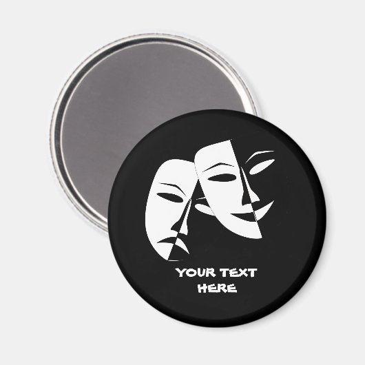 シアターマスクコメディ悲劇白黒カスタム マグネット (正面/裏面)