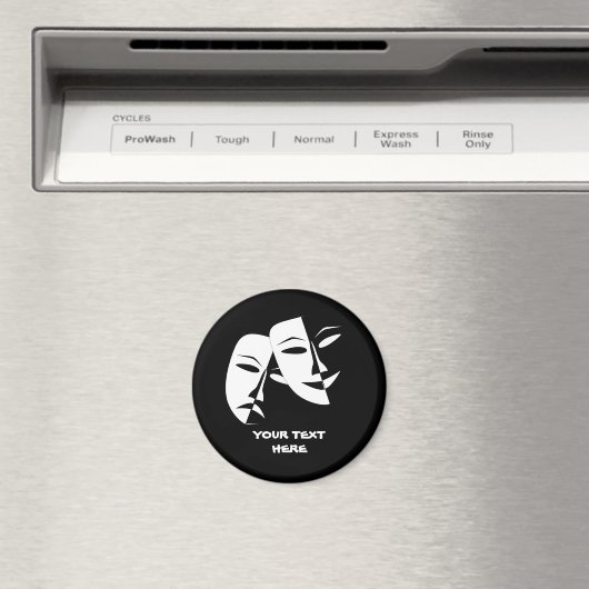 シアターマスクコメディ悲劇白黒カスタム マグネット (インサイチュ (食洗機))