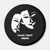 シアターマスクコメディ悲劇白黒カスタム マグネット (正面)
