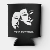 シアターマスクコメディ悲劇白黒カスタム 缶クーラー (正面)