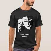 シアターマスクコメディ悲劇白黒カスタムB Tシャツ (正面)