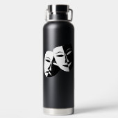 シアターマスクコメディ悲劇白黒カスタムBlk ウォーターボトル (背面)