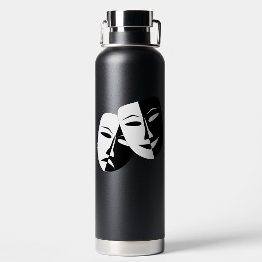 シアターマスクコメディ悲劇白黒カスタムBlk ウォーターボトル (背面)