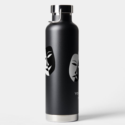 シアターマスクコメディ悲劇白黒カスタムBlk ウォーターボトル (右面)