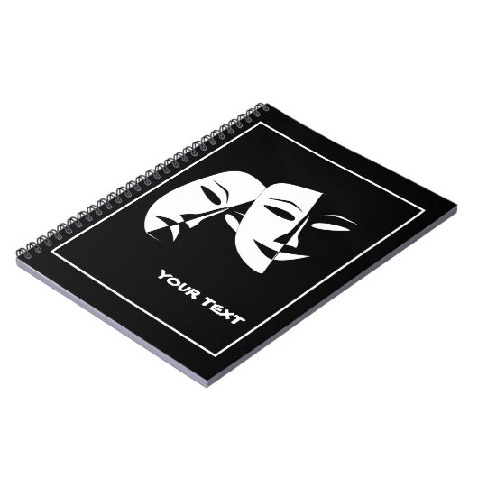 シアターマスクコメディ悲劇白黒カスタムPho ノートブック (左側)