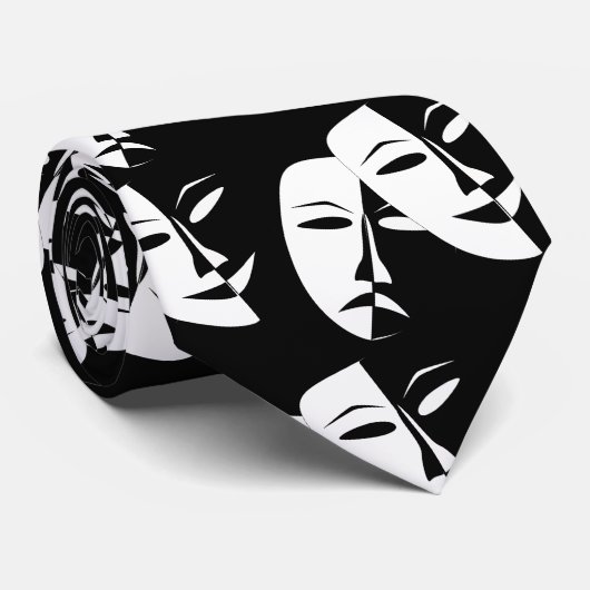シアターマスクコメディ悲劇白黒 ネクタイ (ロール)