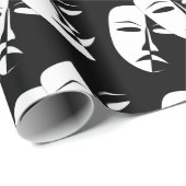 シアターマスクコメディ悲劇白黒 ラッピングペーパー (ロールコーナー)