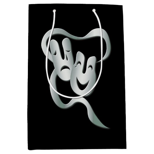 シアターマスクコメディ悲劇白黒MGB ミディアムペーパーバッグ (正面)