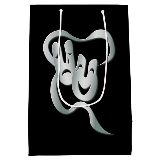 シアターマスクコメディ悲劇白黒MGB ミディアムペーパーバッグ (裏面)