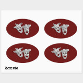 シアターマスクデザインマルーン 楕円形シール (シート)