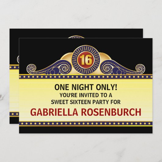 シアターマーキースイート16誕生日招待状 招待状 (正面/裏面)