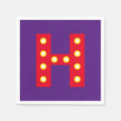 シアターマーキー電球の文字のカスタムパーティー スタンダードカクテルナプキン (正面)