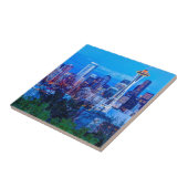 シアトすごいルのスカイライン近くに昇る月 タイル (側面)