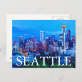 シアトルすごいスカイラインの近くで月が昇る ポストカード (正面/裏面)