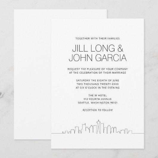 シアトルでの結婚式 招待状 (正面/裏面)