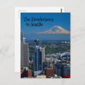 シアトルと山レイニア写真 ポストカード (正面/裏面)