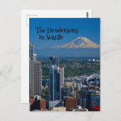 シアトルと山レイニア写真 ポストカード (正面/裏面)