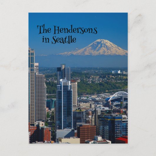 シアトルと山レイニア写真 ポストカード (正面)