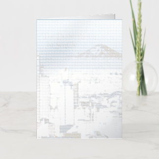 シアトルと山レイニア写真 箔グリーティングカード