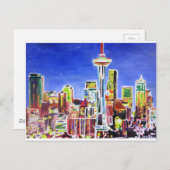 シアトルのきらめくスカイラインと宇宙針 ポストカード (正面/裏面)