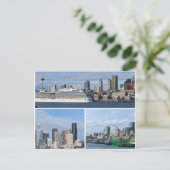 シアトルのスカイラインのコラージュのはがき ポストカード (スタンド正面)