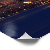 シアトルのダウンタウンのスカイライン上に満月が昇る ポスター (コーナー)