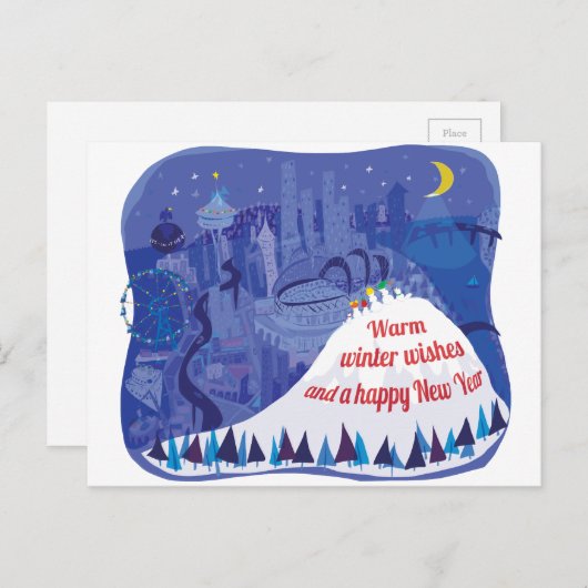 シアトルの休日の挨拶状 シーズンポストカード (正面/裏面)