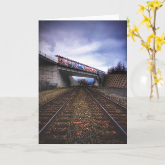 シアトルの列車 カード (黄色い花)