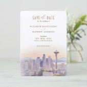 シアトルの日没シルエット・セーブ・ザ・デート 招待状 (スタンド正面)