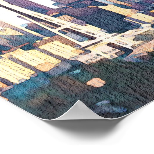 シアトルの水の色の結婚スカイラインのウェルカムサイン ポスター (角)