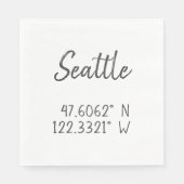 シアトルのGPS座標経度の緯度 スタンダードランチョンナプキン (正面)