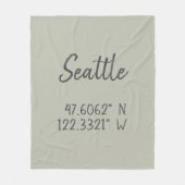 シアトルのGPS座標経度の緯度 フリースブランケット (正面)