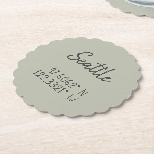 シアトルのGPS座標経度の緯度 ペーパーコースター (アングル)