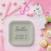 シアトルのGPS座標経度の緯度 ペーパープレート (パーティー)