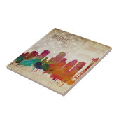 シアトルのWA |の水彩画都市スカイライン タイル (側面)