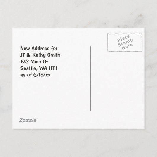 シアトルへの移動WAヴィンテージの変更 案内ポストカード (裏面)