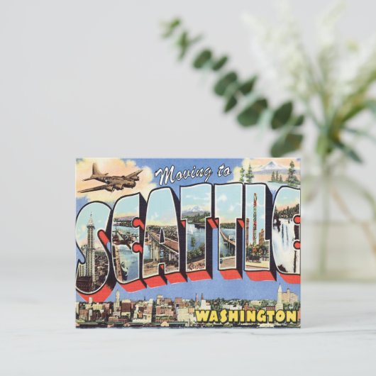 シアトルへの移動WAヴィンテージの変更 案内ポストカード (スタンド正面)