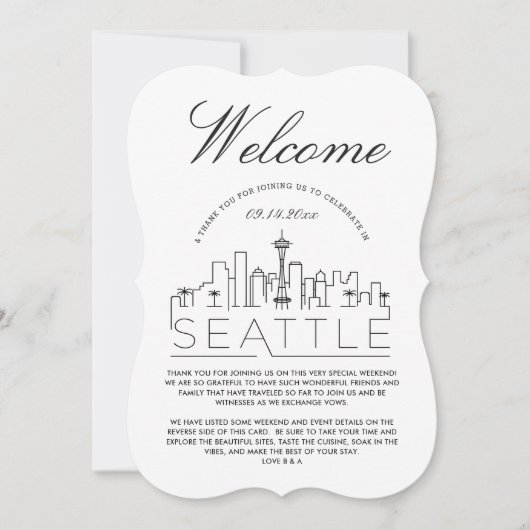 シアトルへようこそ |ゲスト詳細招待状 招待状 (正面)