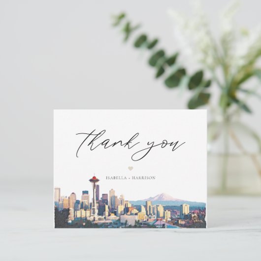 シアトルウォーターカラースカイラインフォトサンキューカード 招待状 (スタンド正面)