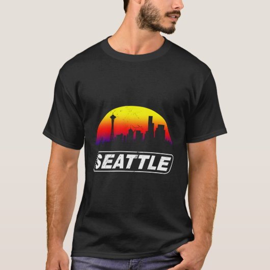 シアトルグランジスカイライン動揺してルックデザイン Tシャツ (正面)