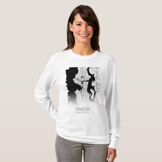 シアトルシティの地図 Tシャツ (正面フル)