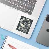 シアトルシティアイコン – ワシントンヴィンテージ シール (ノートパソコンとiPhone)