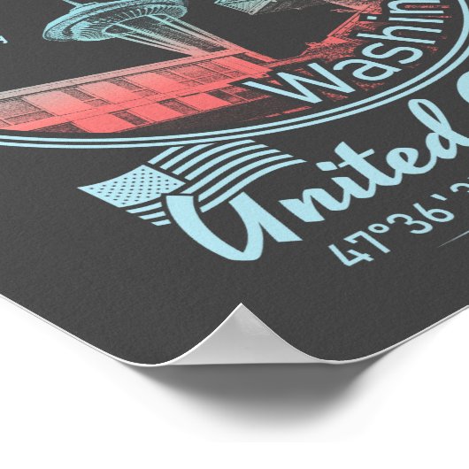 シアトルシティアイコン – ワシントンヴィンテージ ポスター (角)