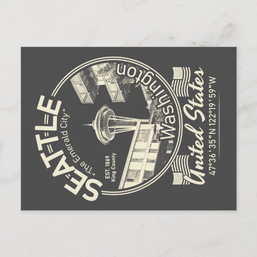 シアトルシティアイコン – ワシントンヴィンテージ ポストカード (正面)